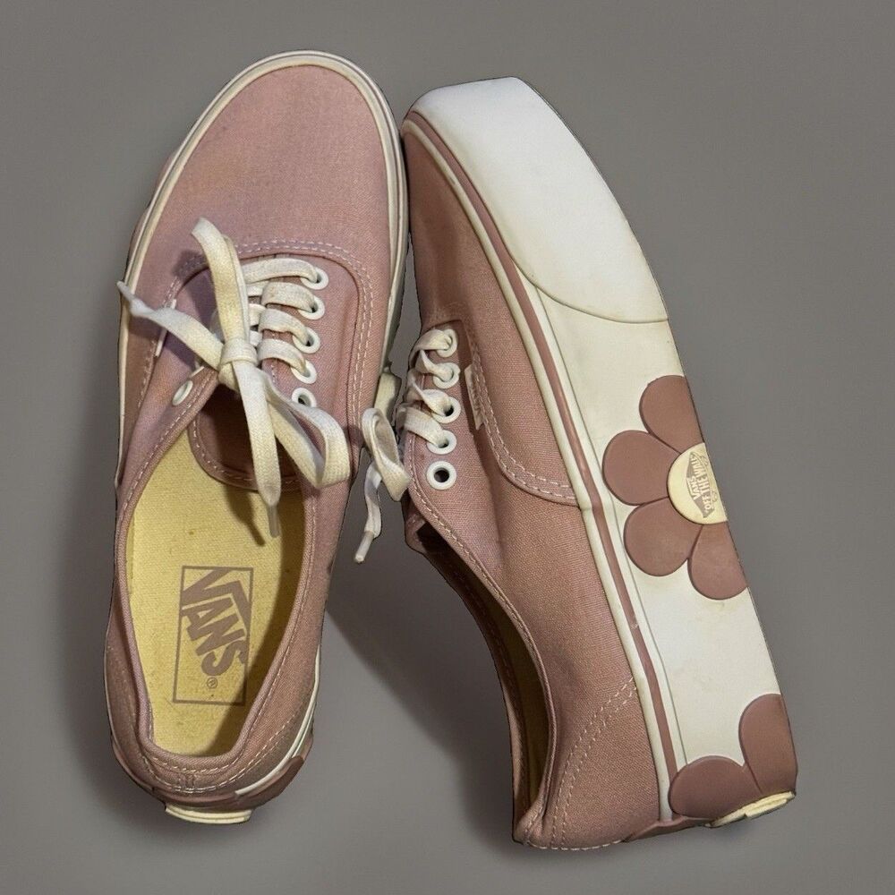 EUC Vans Authentic Stackform OSF Keepsake Lilac Pink Flower Platform W8.5 M7